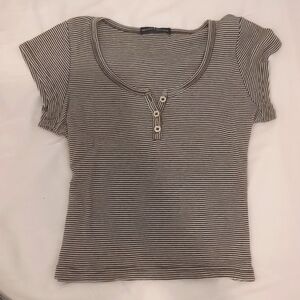 Brandy Melville striped Henley baby tee